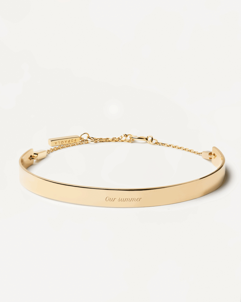 Gold-plated silver cuff bracelet to personalize with engraving