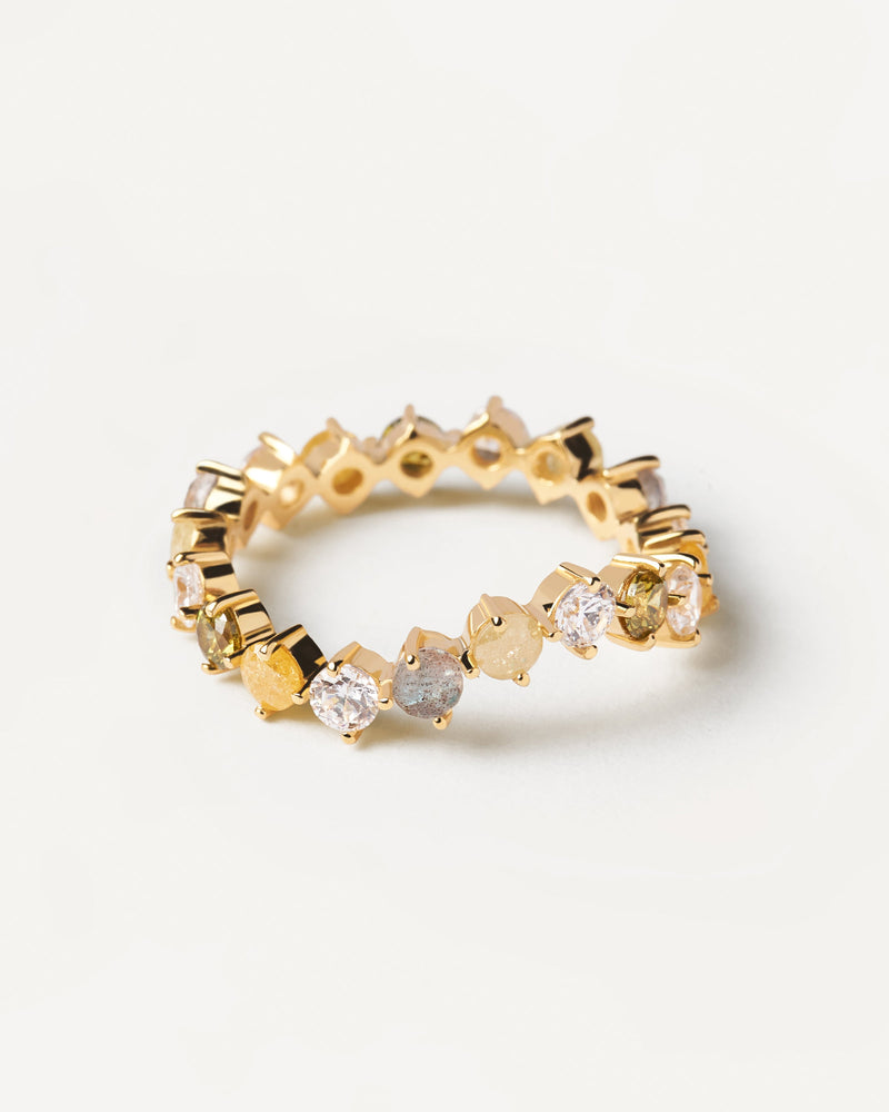 Gold-plated eternity wavy ring with zirconias