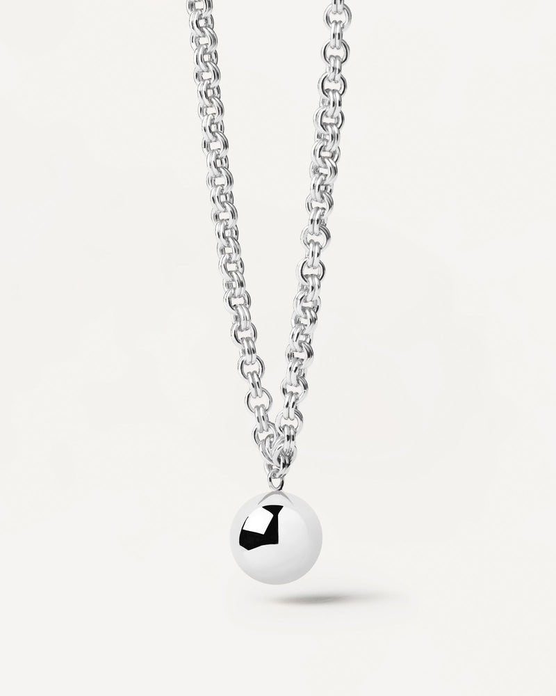 Sterling Silver chain necklace with a hanging ball pendant