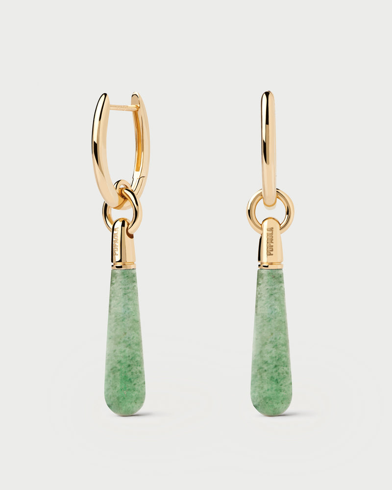 Green Aventurine Large Jupiter Single Hoop - 
  
    Sterling Silver / 18K Gold plating
  
