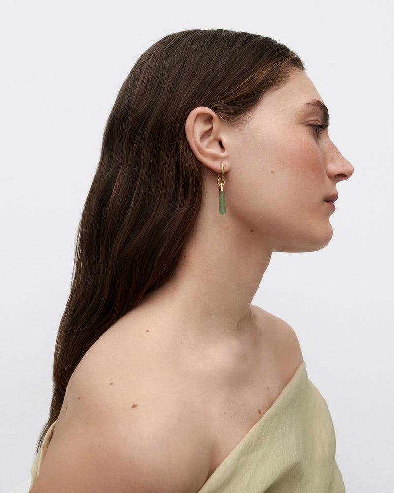 Green Aventurine Large Jupiter Single Hoop - 
  
    Sterling Silver / 18K Gold plating
  
