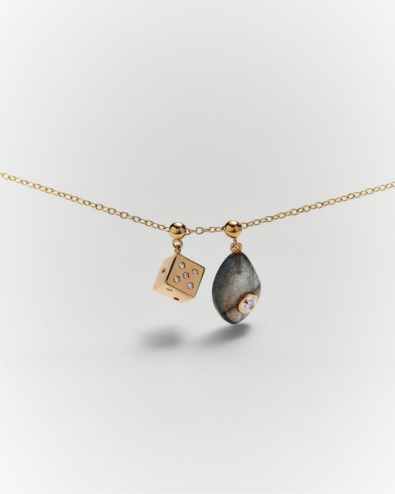 Protection Labradorite charm - 
  
    Sterling Silver / 18K Gold plating
  
