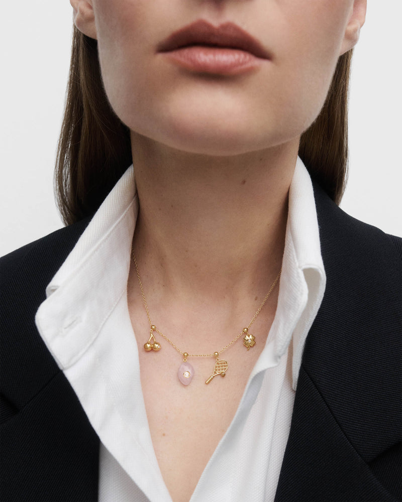 Love Rose Quartz charm - 
  
    Sterling Silver / 18K Gold plating
  
