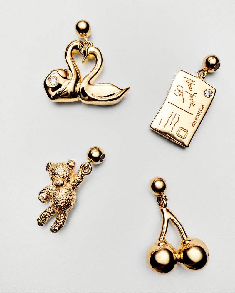 Love swans charm - 
  
    Sterling Silver / 18K Gold plating
  
