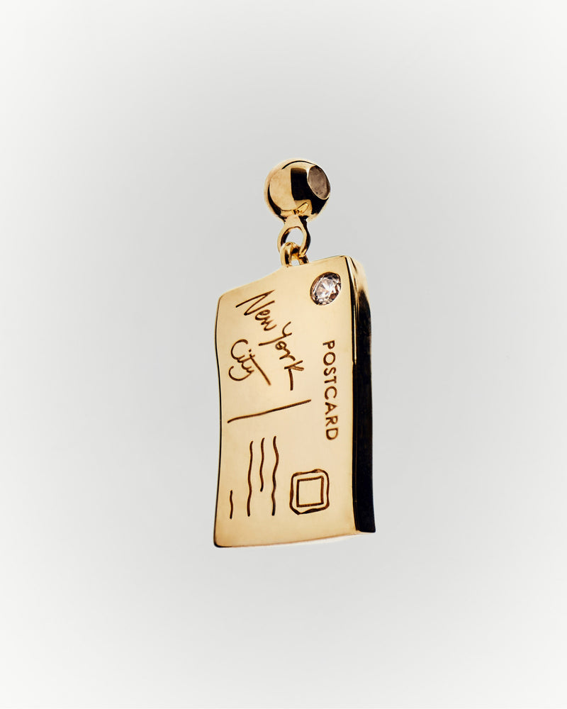 New York postcard charm set with white zirconia to personalize necklace or bracelet