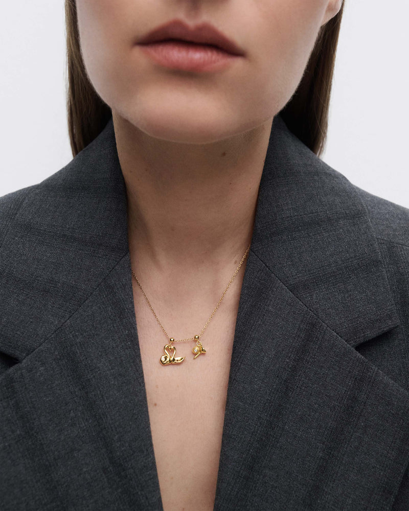 Love swans charm - 
  
    Sterling Silver / 18K Gold plating
  
