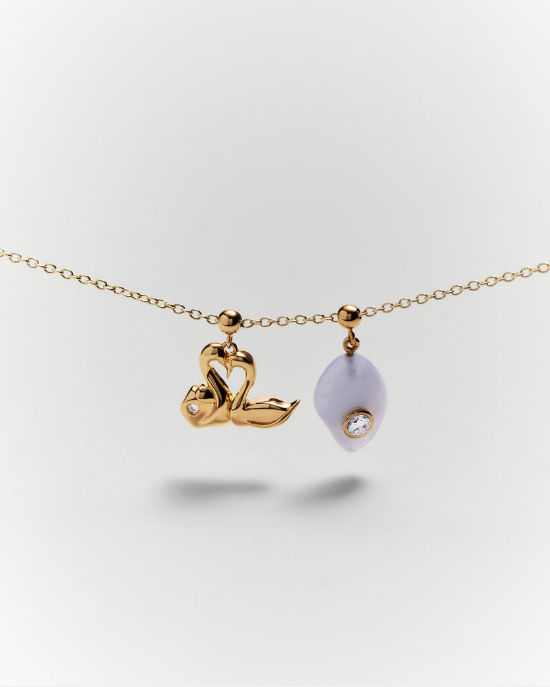 Love swans charm - 
  
    Sterling Silver / 18K Gold plating
  
