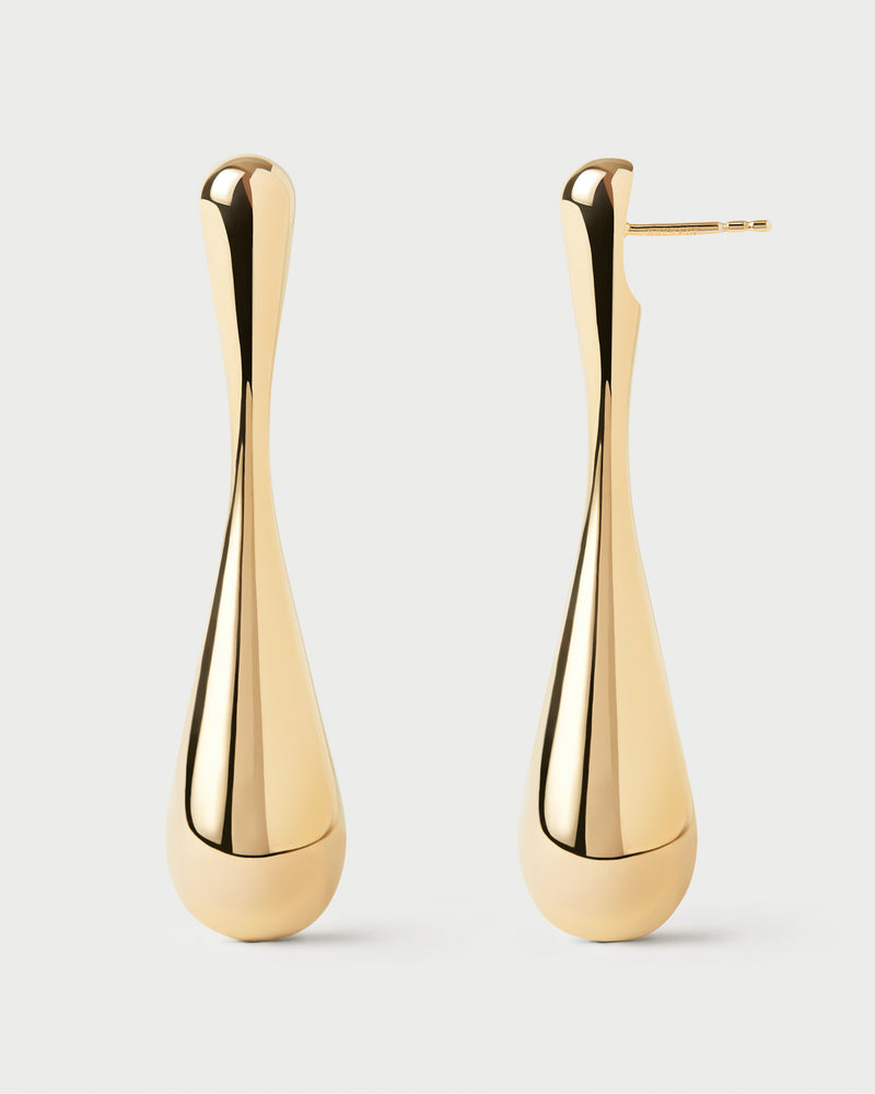 Elegant long drop earrings with sculptural design