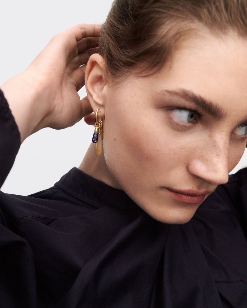 Sodalite Jupiter single hoop - 
  
    Sterling Silver / 18K Gold plating
  
