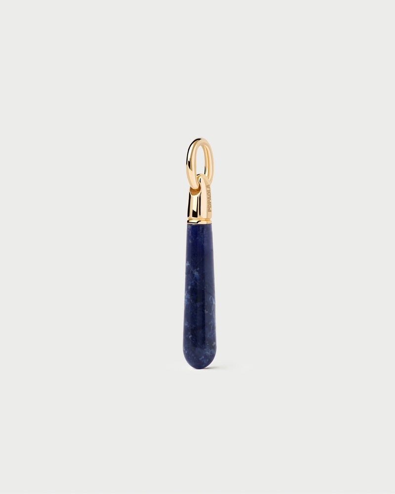 Stackable royal blue gemstone drop pendant to customize necklace or hoops