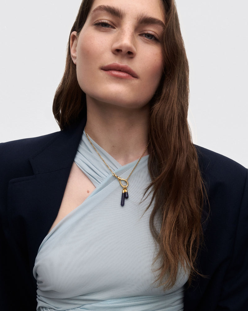 Sodalite large Drop pendant - 
  
    Sterling Silver / 18K Gold plating
  
