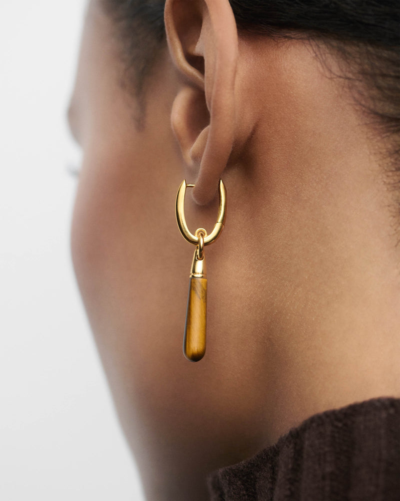 Tiger Eye large Jupiter single hoop - 
  
    Sterling Silver / 18K Gold plating
  
