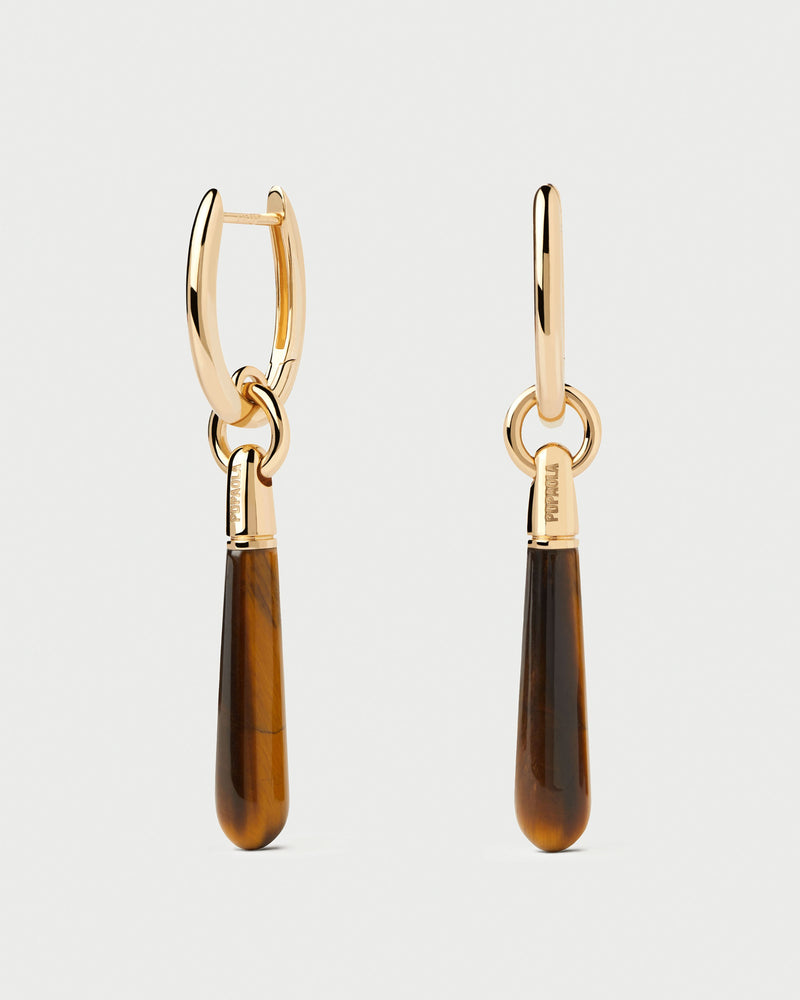 Tiger Eye large Jupiter single hoop - 
  
    Sterling Silver / 18K Gold plating
  
