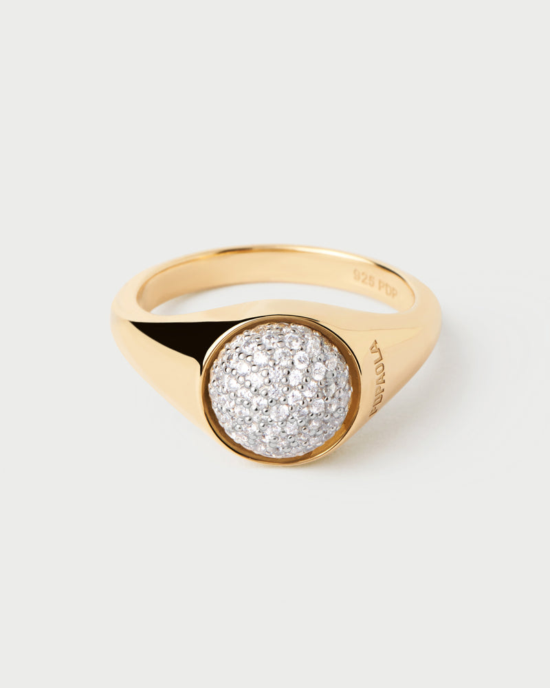 Pavé Moon Ring - 
  
    Sterling Silver / 18K Gold plating
  
