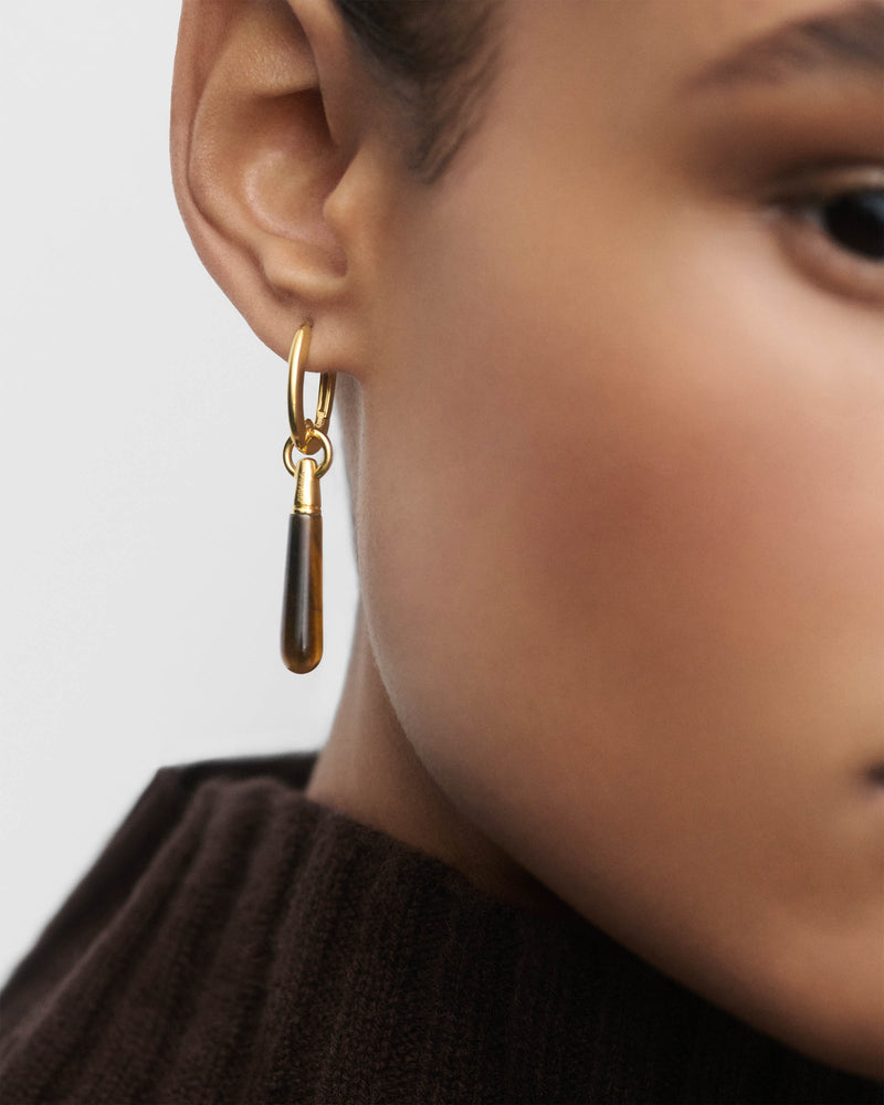 Tiger Eye large Jupiter single hoop - 
  
    Sterling Silver / 18K Gold plating
  
