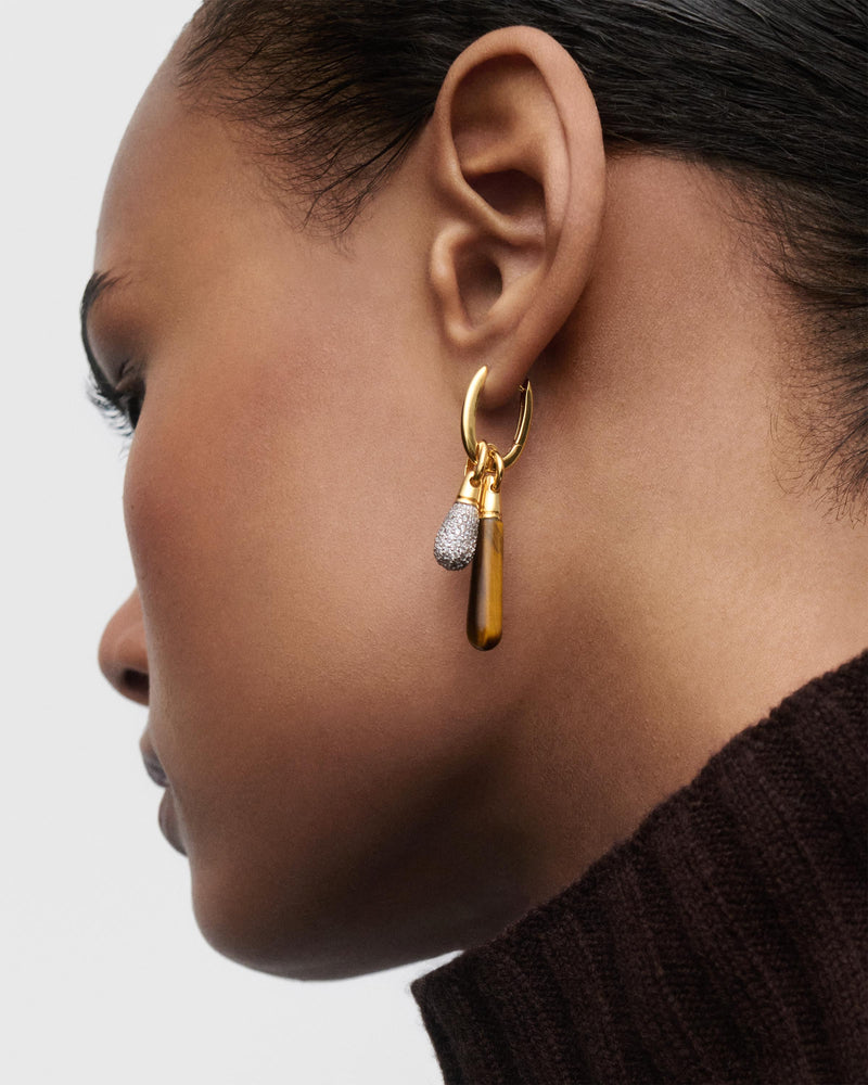 Tiger Eye large Jupiter single hoop - 
  
    Sterling Silver / 18K Gold plating
  
