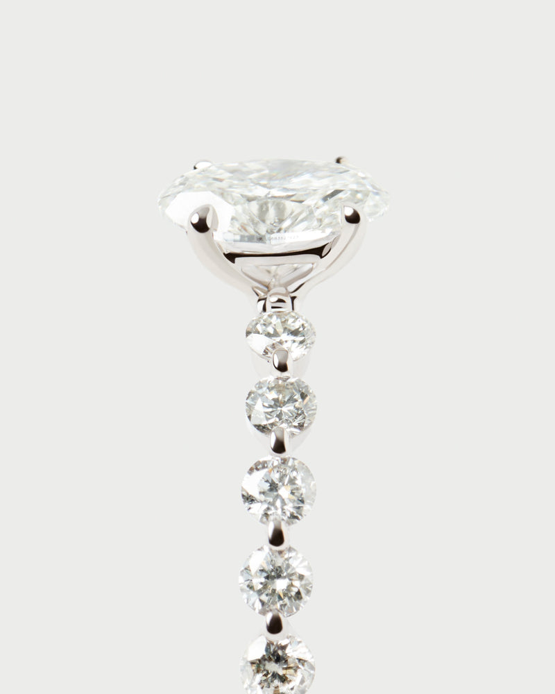 Diamonds and white gold Trace solitary ring - 
  
    18K White gold / Rhodium silver plating
  
