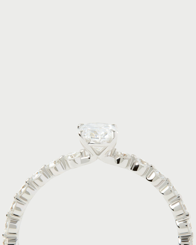 Diamonds and white gold Trace solitary ring - 
  
    18K White gold / Rhodium silver plating
  
