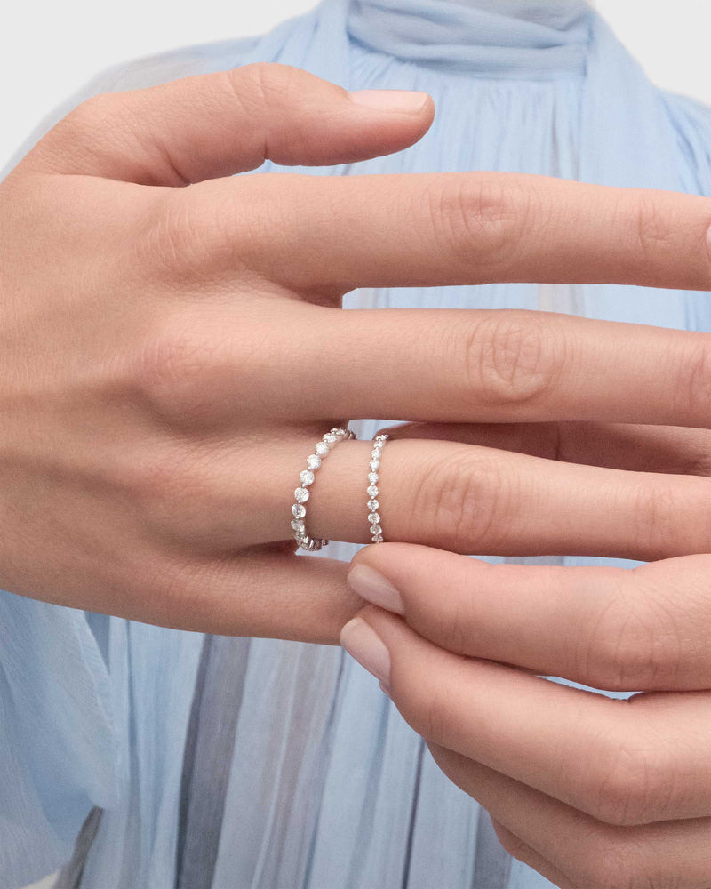 Diamonds and white gold Astra Mini eternity ring - 
  
    18K White gold / Rhodium silver plating
  
