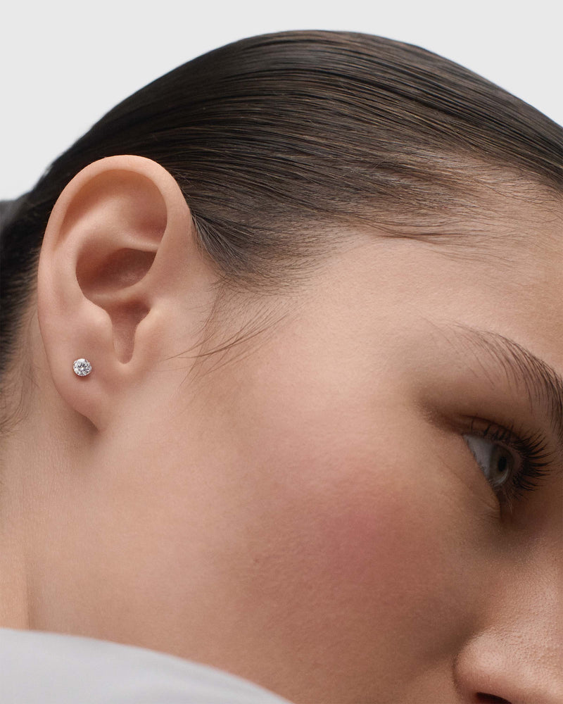 Diamond and white gold Grace Mini stud earrings - 
  
    18K White gold / Rhodium silver plating
  
