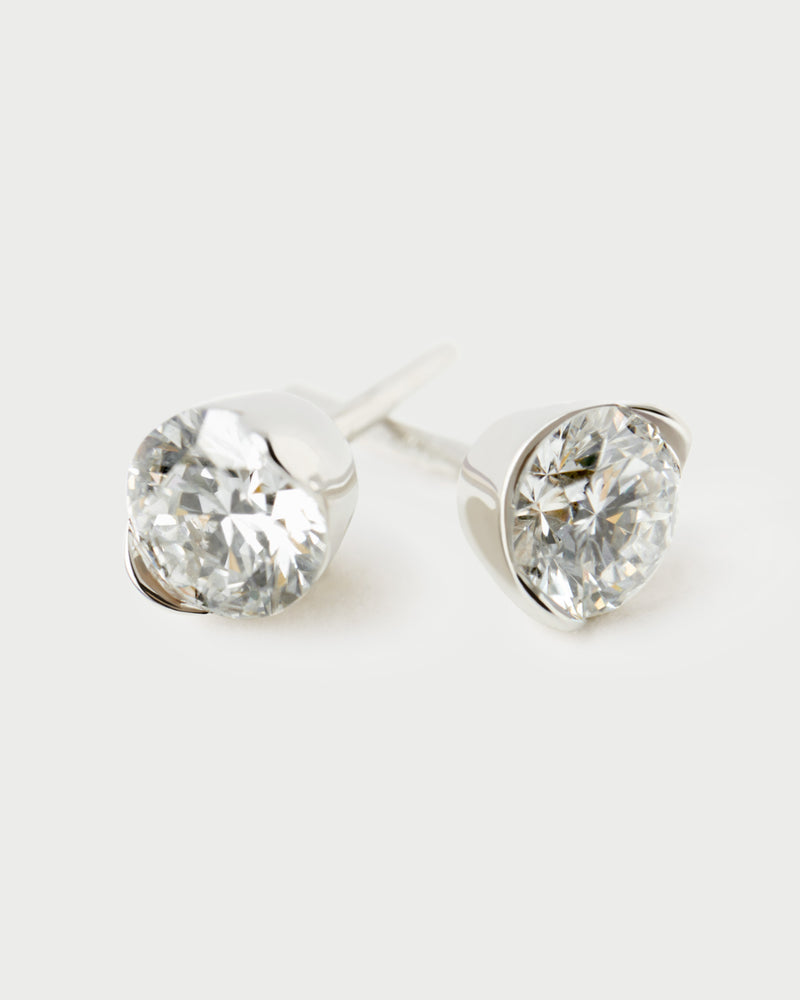 Diamond and white gold Grace Mini stud earrings - 
  
    18K White gold / Rhodium silver plating
  
