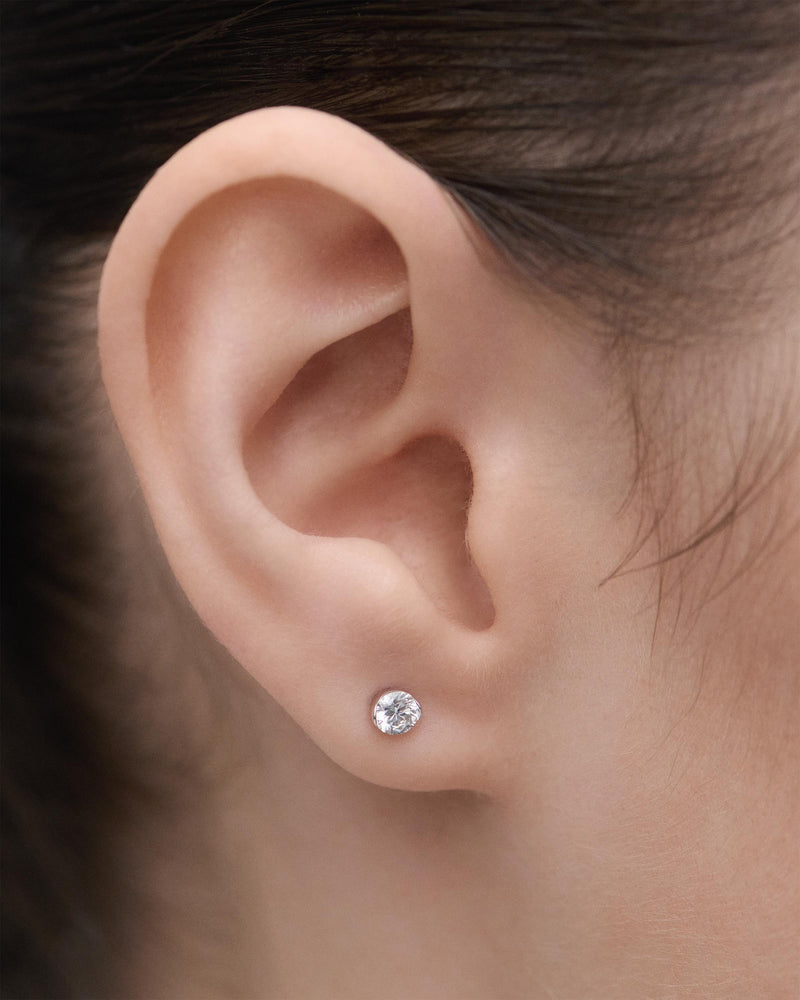 Diamond and white gold Grace Mini stud earrings - 
  
    18K White gold / Rhodium silver plating
  
