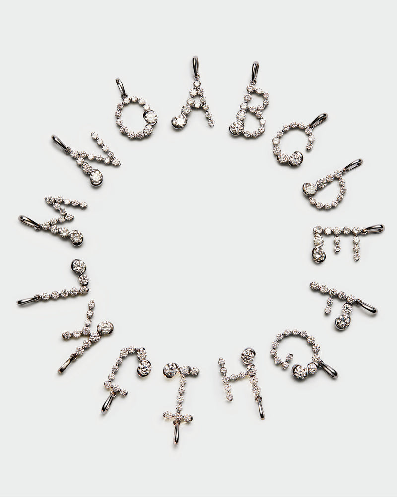 Diamonds and white gold N initial pendant - 
  
    18K White gold / Rhodium silver plating
  
