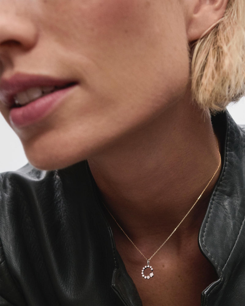 Diamonds and white gold C initial pendant - 
  
    18K White gold / Rhodium silver plating
  
