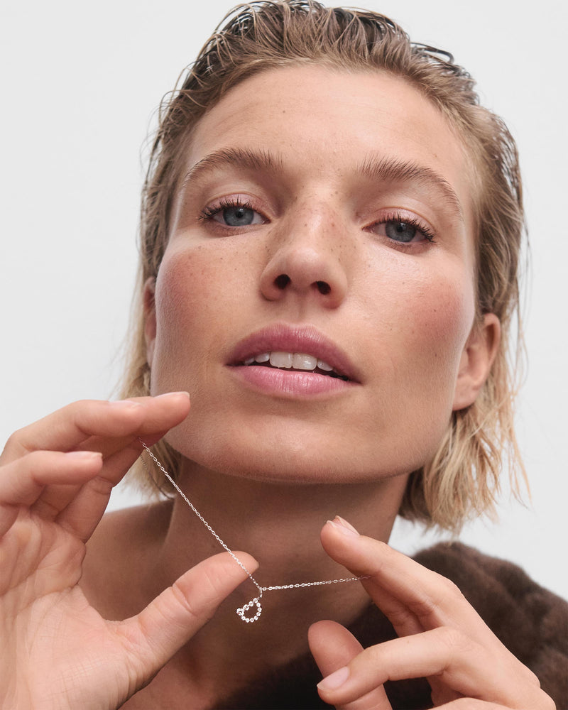 Diamonds and white gold D initial pendant - 
  
    18K White gold / Rhodium silver plating
  
