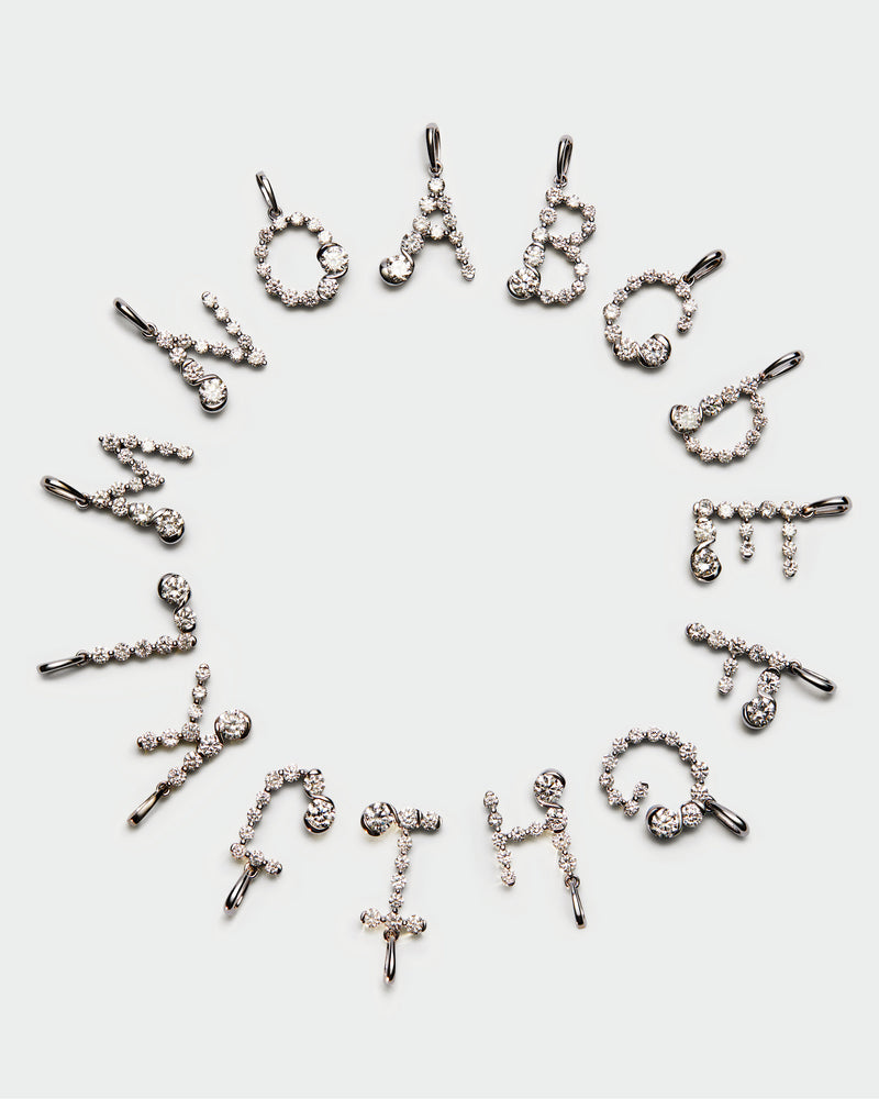 Diamonds and white gold H initial pendant - 
  
    18K White gold / Rhodium silver plating
  
