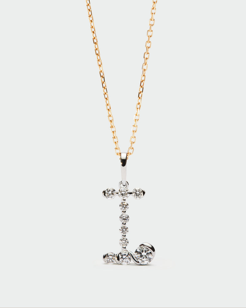Diamonds and white gold I initial pendant - 
  
    18K White gold / Rhodium silver plating
  
