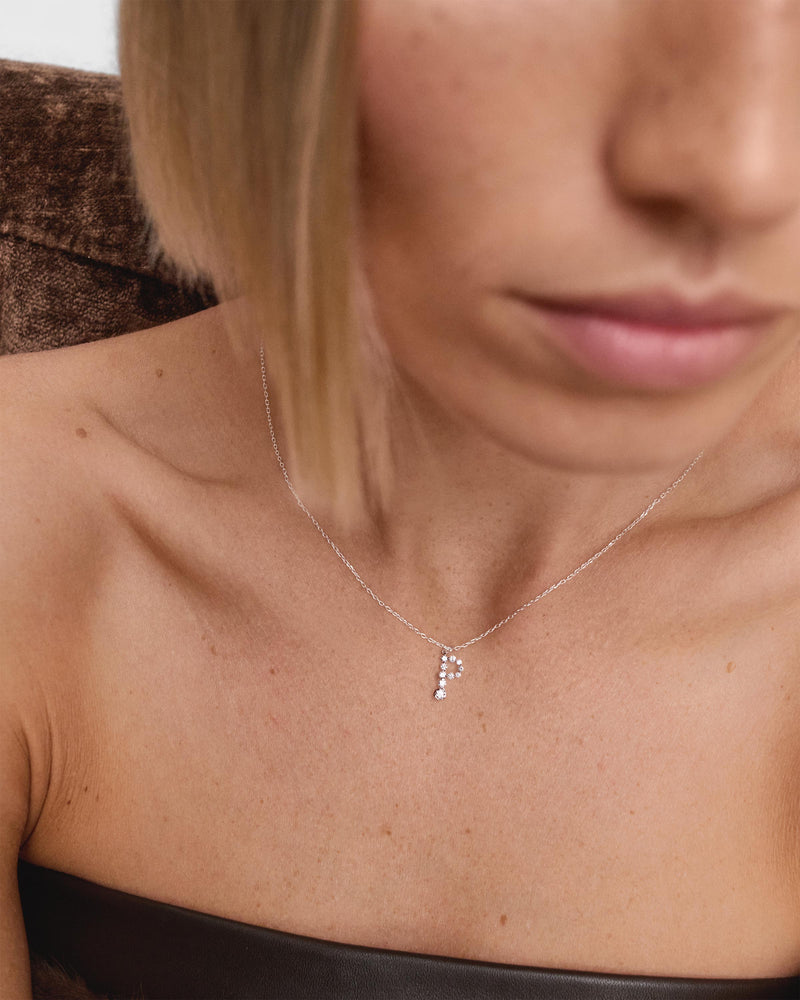 Diamonds and white gold P initial pendant - 
  
    18K White gold / Rhodium silver plating
  
