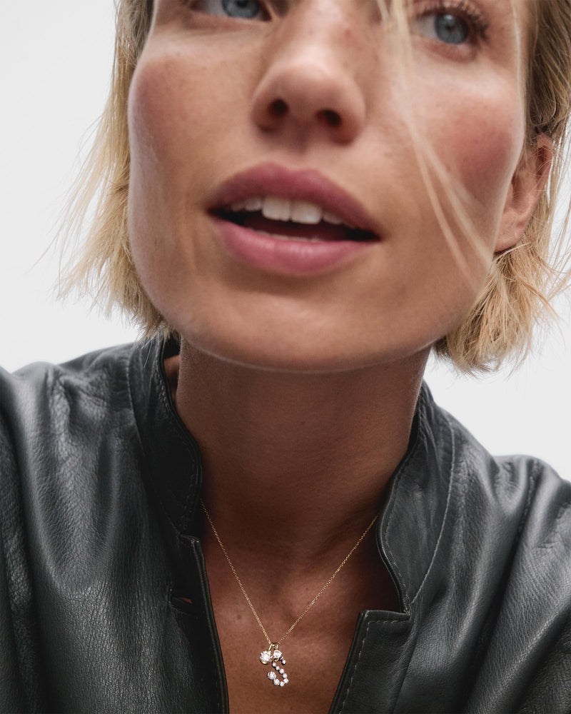 Diamonds and white gold S initial pendant - 
  
    18K White gold / Rhodium silver plating
  
