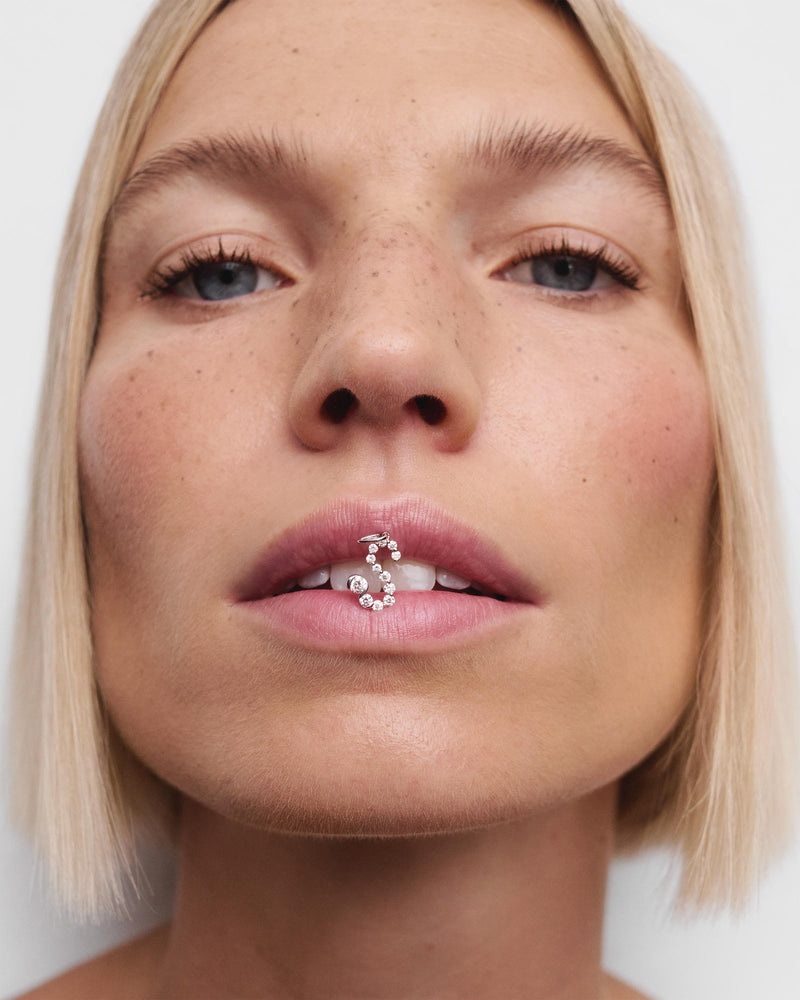 Diamonds and white gold S initial pendant - 
  
    18K White gold / Rhodium silver plating
  
