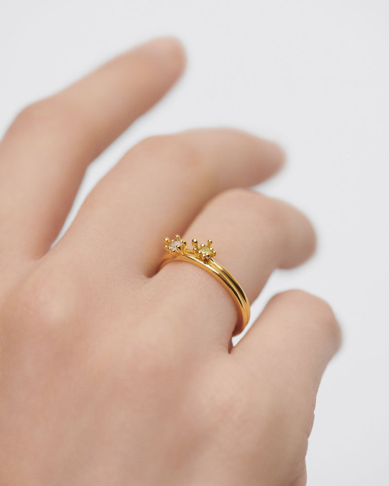 Les fleurs ring set - 
  
    Sterling Silver / 18K Gold plating
  
