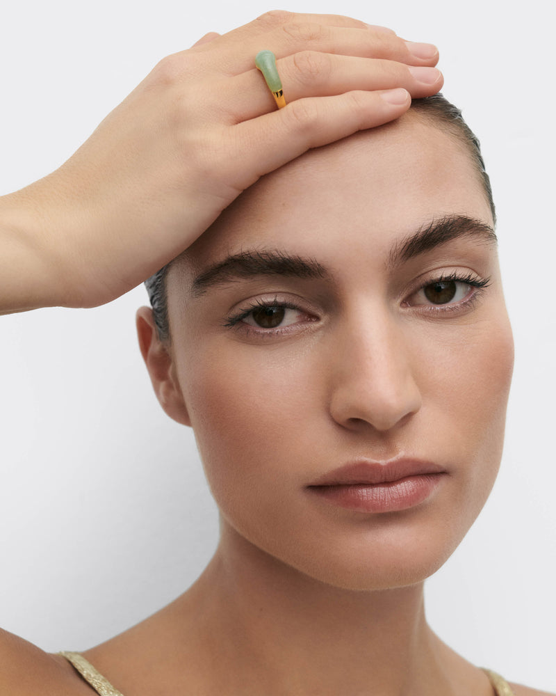 Green aventurine Nami ring - 
  
    Sterling Silver / 18K Gold plating
  
