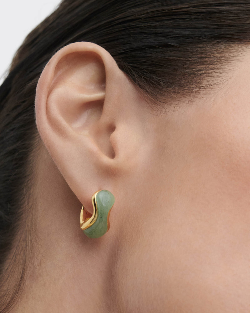 Green aventurine Musa hoops - 
  
    Sterling Silver / 18K Gold plating
  
