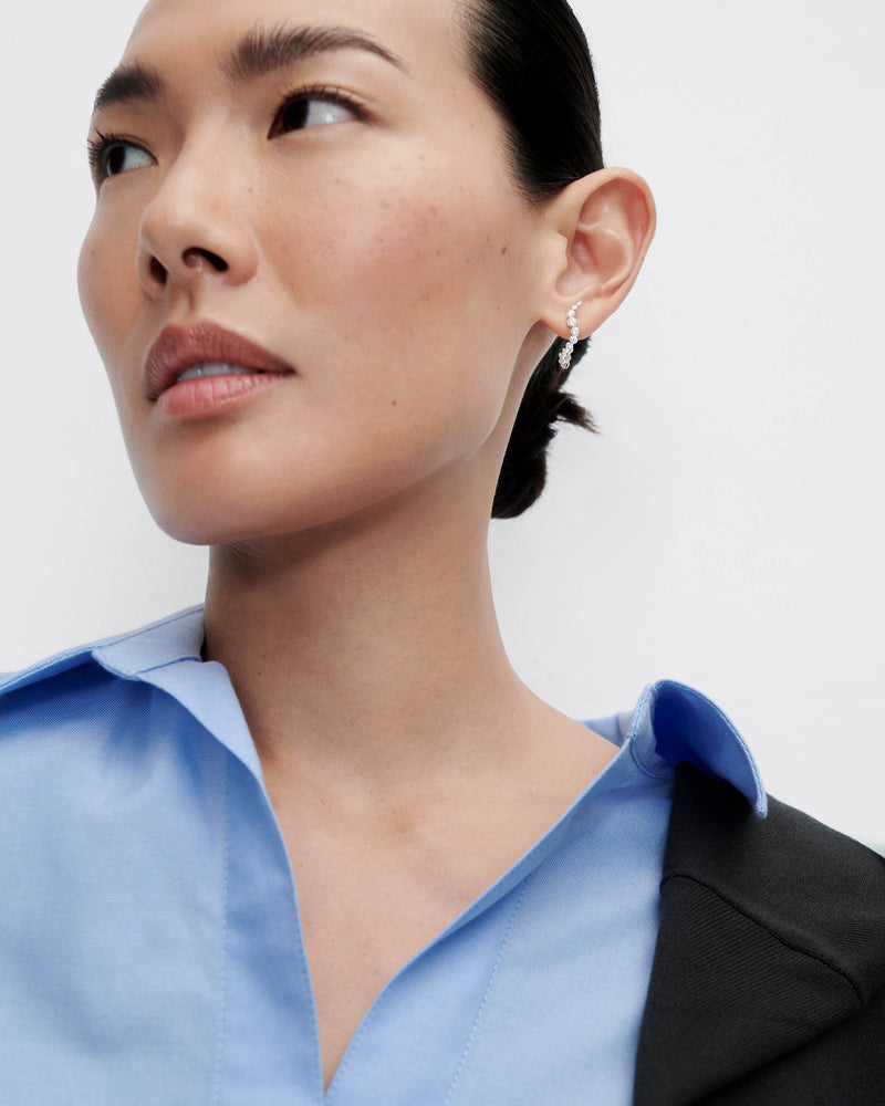 Diamonds and white gold Mini Venus hoops - 
  
    18K White gold / Rhodium silver plating
  
