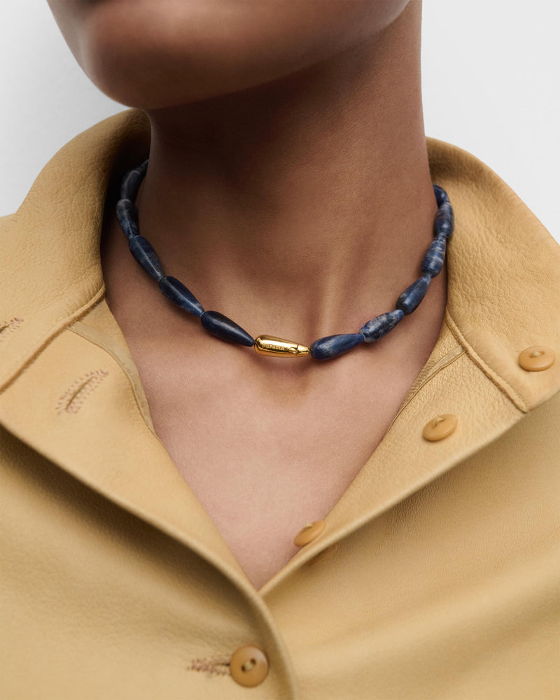 Sodalite Drop necklace - 
  
    Sterling Silver / 18K Gold plating
  
