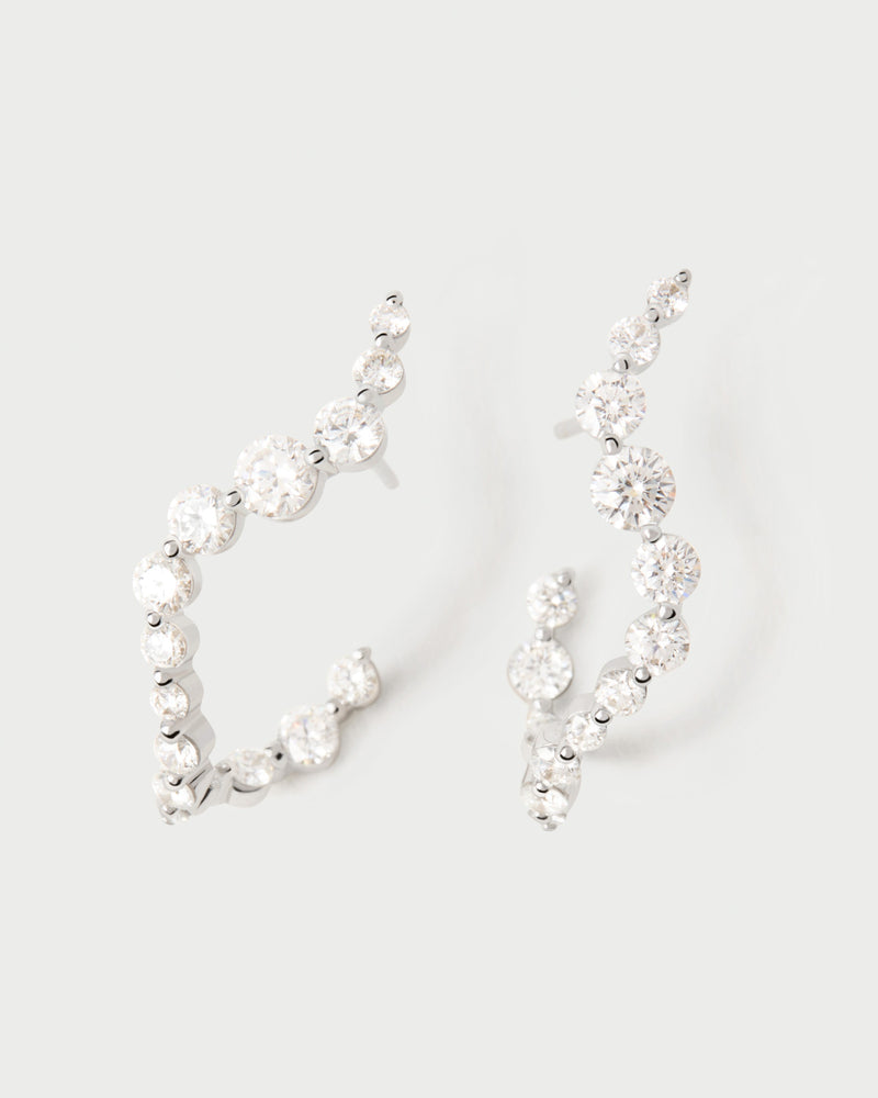 Diamonds and white gold Mini Venus hoops - 
  
    18K White gold / Rhodium silver plating
  

