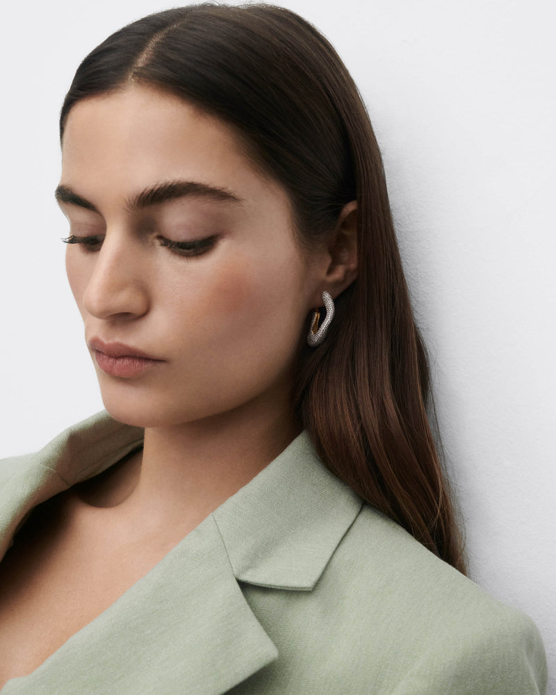 Pavé Sense hoops - 
  
    Sterling Silver / 18K Gold plating
  
