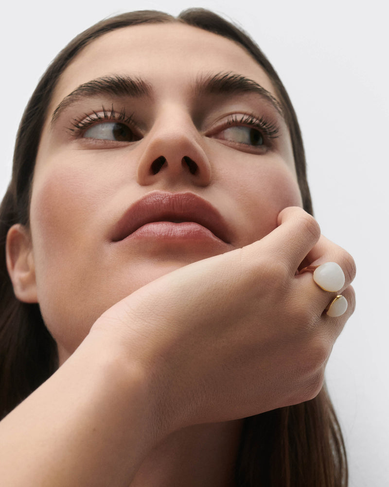 Quartz Gravity ring - 
  
    Sterling Silver / 18K Gold plating
  
