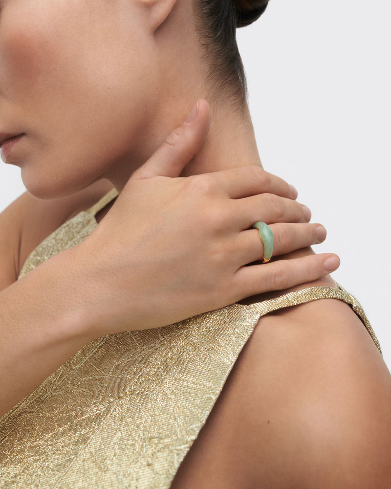 Green aventurine Nami ring - 
  
    Sterling Silver / 18K Gold plating
  
