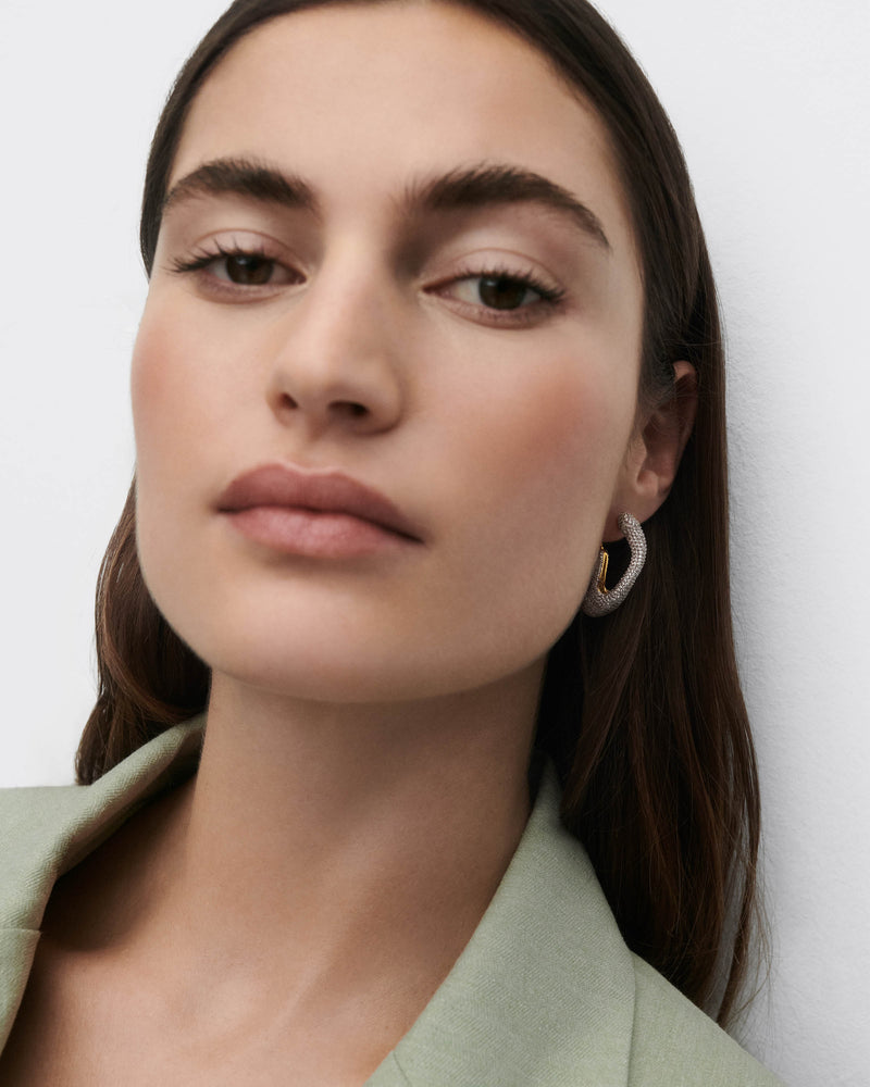 Pavé Sense hoops - 
  
    Sterling Silver / 18K Gold plating
  
