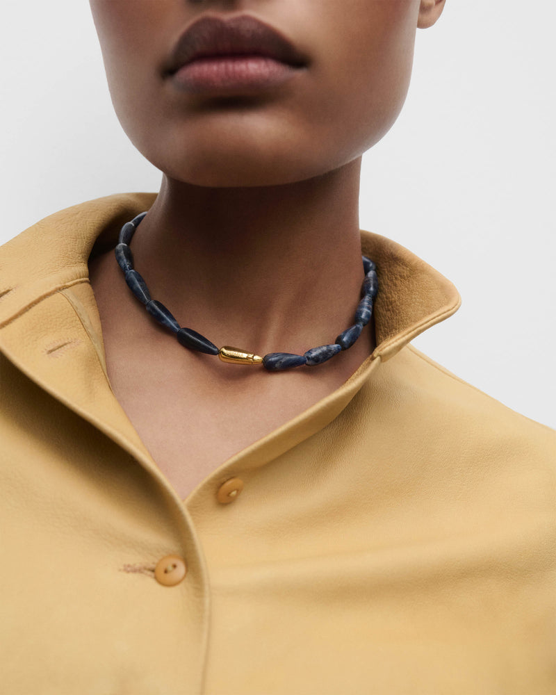 Sodalite Drop necklace - 
  
    Sterling Silver / 18K Gold plating
  
