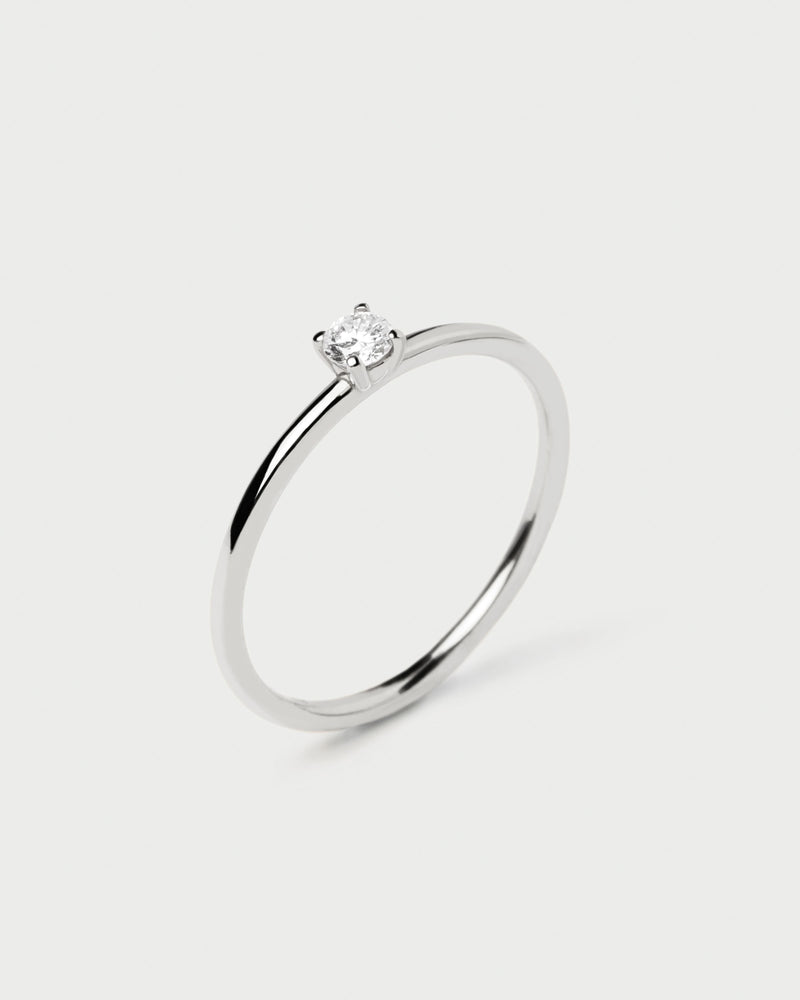 Solid white gold ring set with a 0.10 carat solitary lab-grown diamond