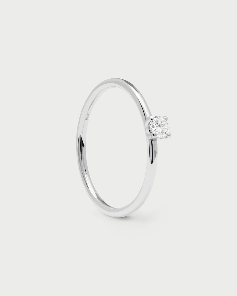 Diamonds and White Gold Solitaire Mini Ring - 
  
    18K White gold / Rhodium silver plating
  
