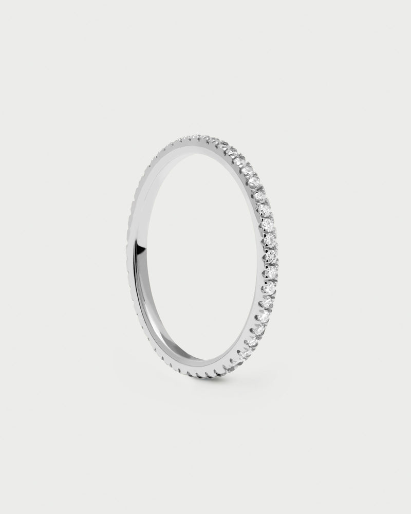Diamonds and White Gold Eternity Mini Ring - 
  
    18K White gold / Rhodium silver plating
  
