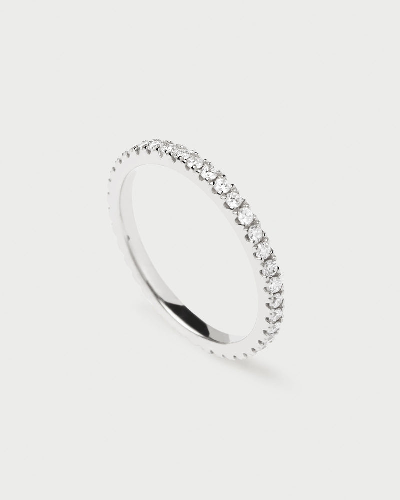 Diamonds and White Gold Eternity Medium Ring - 
  
    18K White gold / Rhodium silver plating
  
