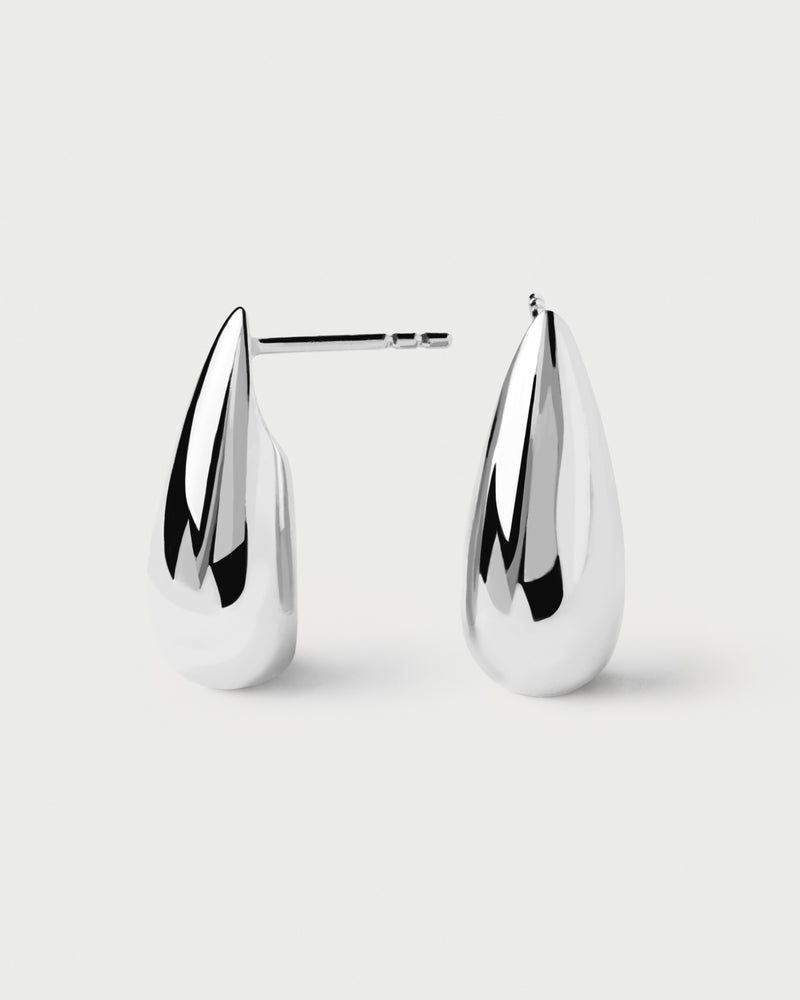 Drop shaped stud earrings in sterling silver